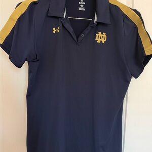 Under Armour Navy and Gold Notre Dame Polo Shirt